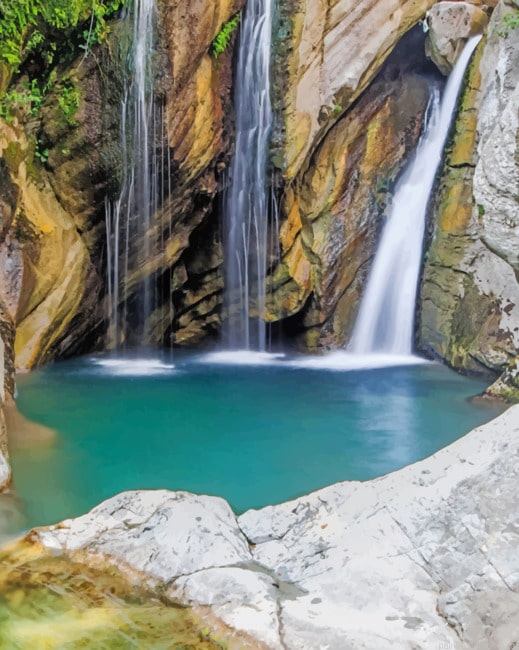 Bogove Waterfall Albania Landscapes Painting By Numberss.png