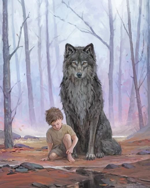 Boy And Wolf Painting By Numberss.png