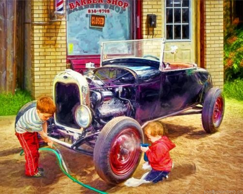 Boys Cleaning The Car Painting By Numbers.png