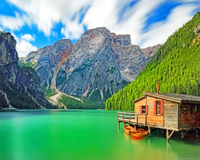 Braise Wooden Cabin Landscapes Painting By Numbers.png