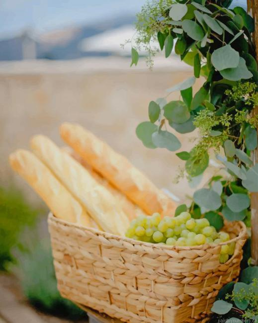Bread And Grapes Food Painting By Numberss.png
