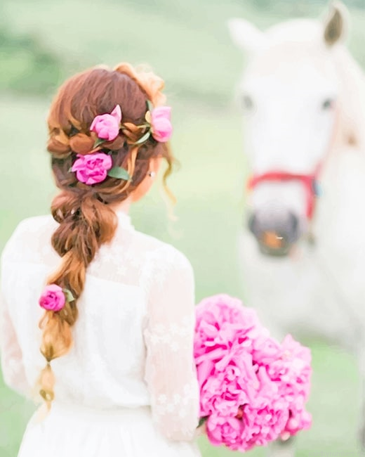 Bride With White Horse Painting By Numberss.png