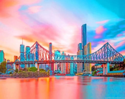 Brisbane During Sunset Time Painting By Numbers.png