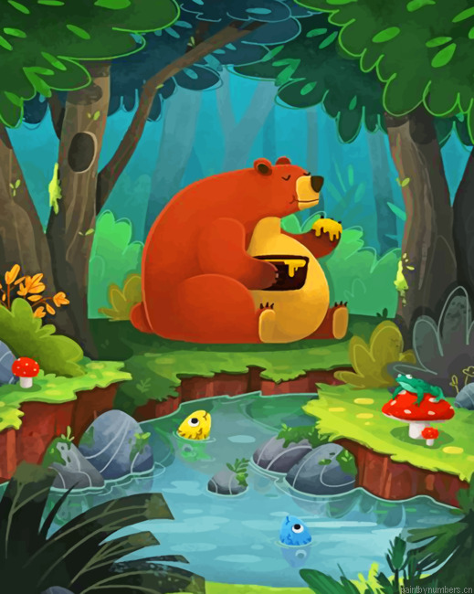 Brown Bear Eating Honey Painting By Numberss.png