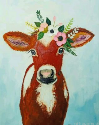 Brown Cow With Flower Painting By Numbers.png
