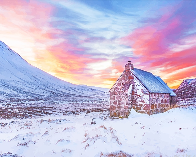 Brown House Snow Painting By Numberss.png