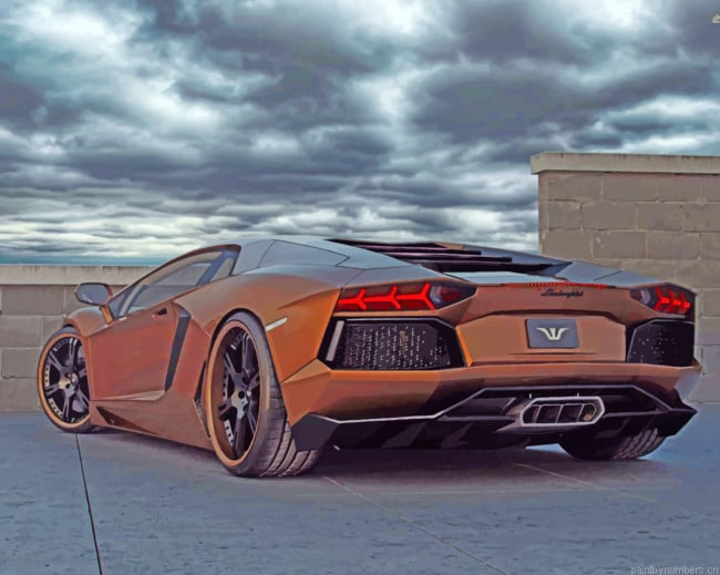 Brown Lamborghini Car Painting By Numberss.png