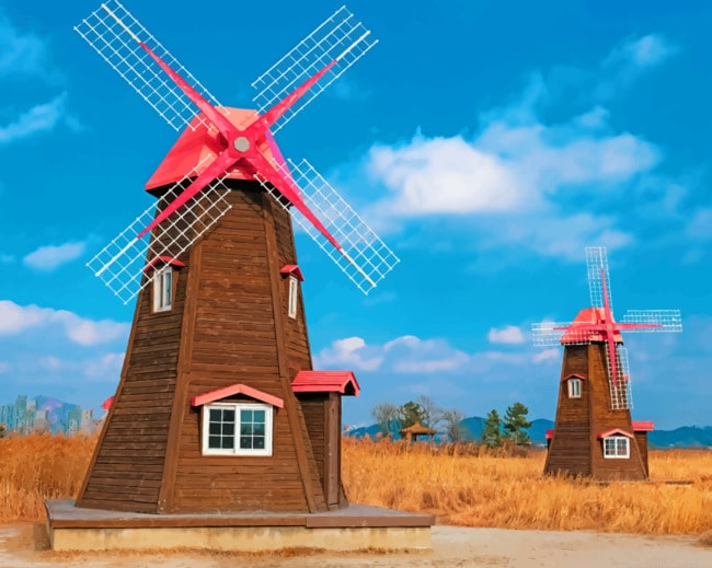 Brown Windmills Painting By Numbers.png