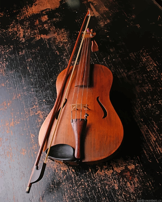 Brown Wooden Violin Painting By Numberss.png