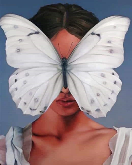 Butterfly On Girl Face Painting By Numberss.png