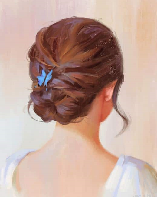 Butterfly On Girl Hair Painting By Numberss.png