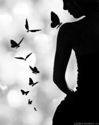Butterfly Woman Silhouette Painting By Numbers.png