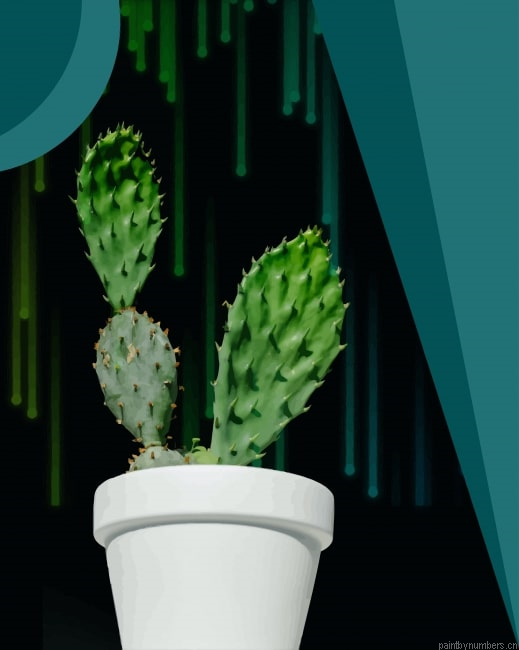 Cactus In Vase Plants Painting By Numbers.png