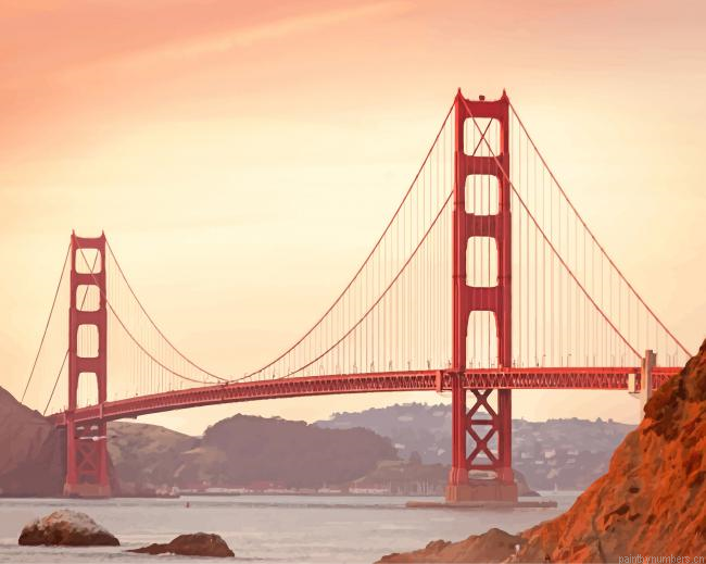 California Golden Gate At Sunrise Painting By Numberss.png