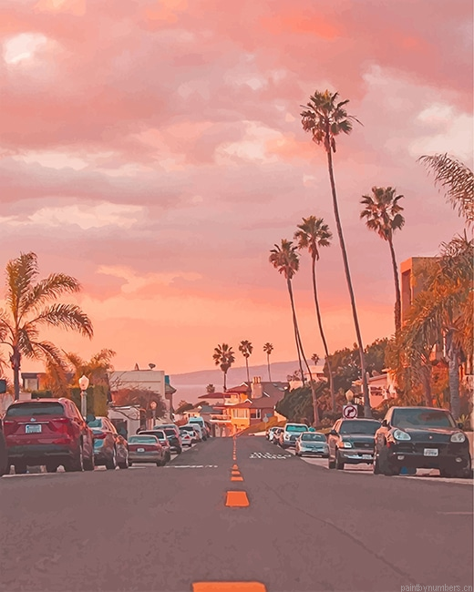 California Los Angeles Street Sunset Cities Painting By Numbers.png