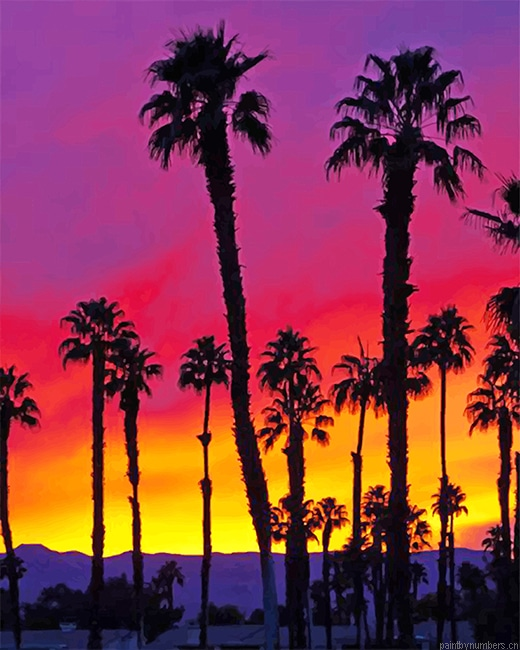 California Palm Trees Silhouette Painting By Numbers.png