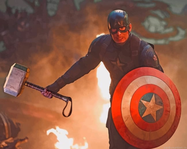 Captain America Carrying A Hammer Movies Painting By Numberss.png