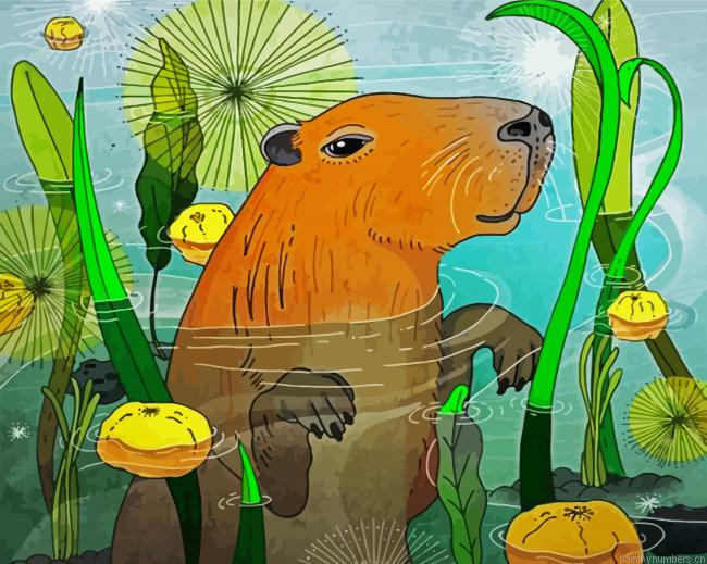Capybara Animal Painting By Numberss.png