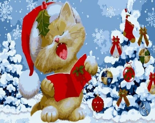 Cartoon Cat Christmas Animals Painting By Numbers.png
