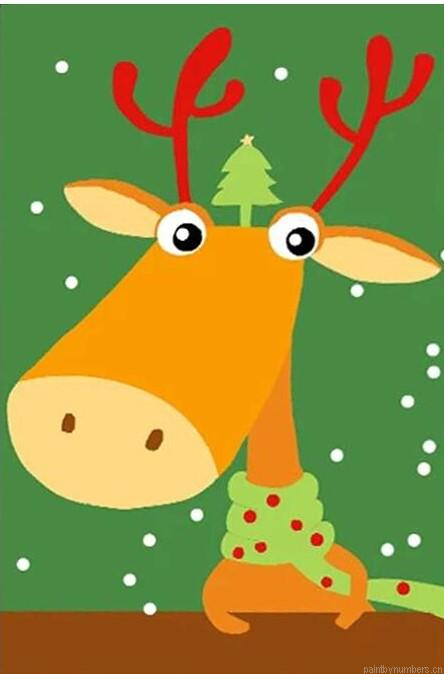 Cartoon Christmas Elk Animals Painting By Numbers.png