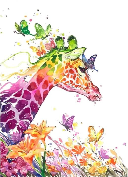 Cartoon Giraffe Animals Painting By Numbers.png