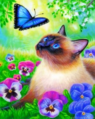 Cat And Blue Butterfly Painting By Numbers.png