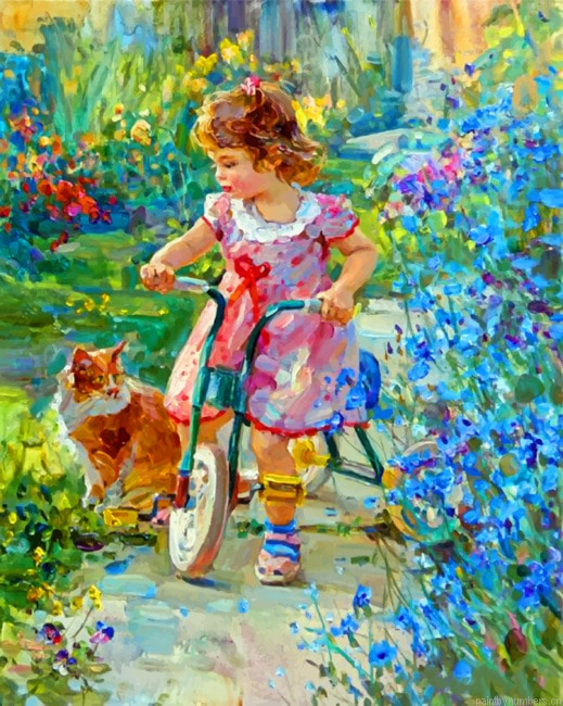 Cat And Girl Impressionist Painting By Numberss.png