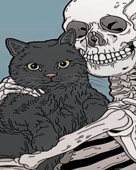 Cat And Skeleton Painting By Numberss.png