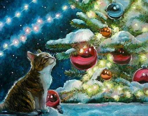 Cat Christmas Bulbs Animals Painting By Numbers.png