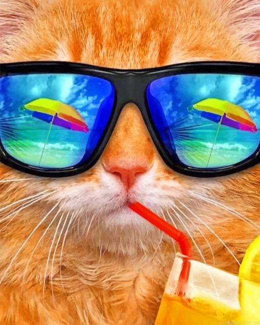 Cat Enjoying The Summer Animals Painting By Numberss.png