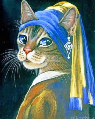 Cat With Pearl Earring Painting By Numbers.png