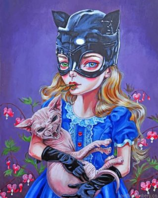 Cat Woman Holding A Mad Kitty Painting By Numbers.png