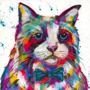 Cat With Wow Tie Animals Painting By Numberss.png