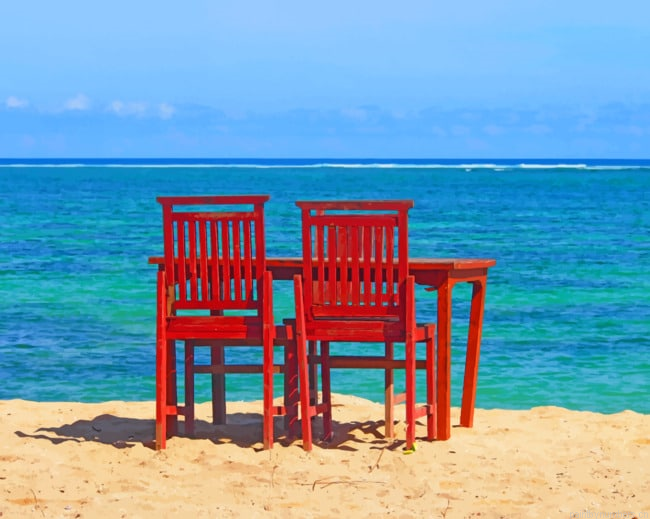 Chairs And Table On A Beach Seascapes Painting By Numberss.png