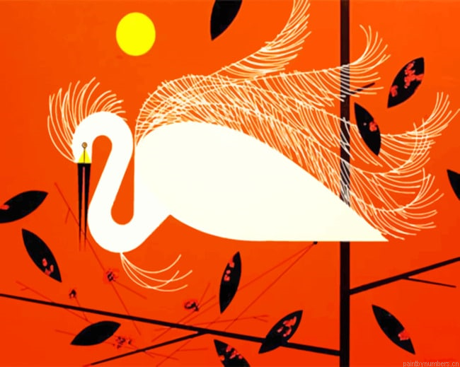 Charley Harper Snowy Egret Painting By Numbers.png