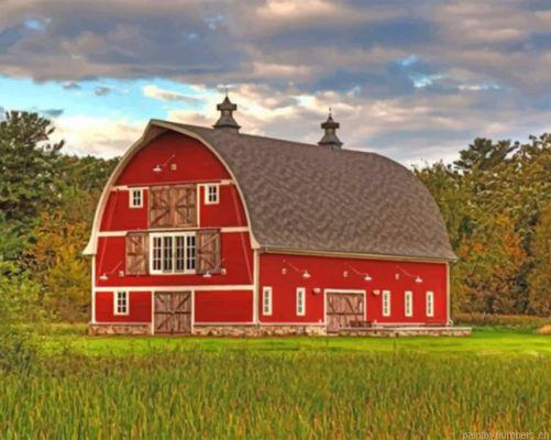 Charming Farmhouse And Red Barn Painting By Numbers.png