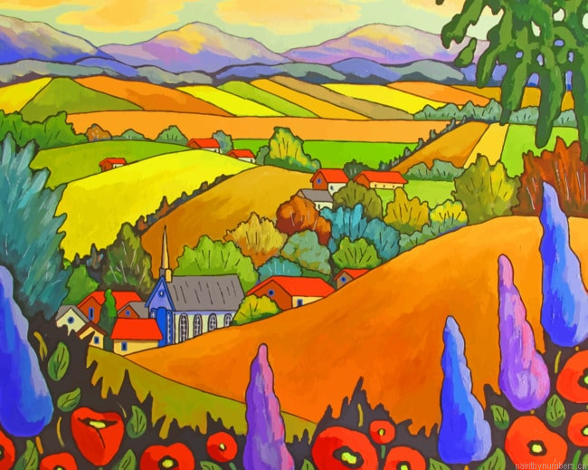 Charming Town View Arts Painting By Numberss.png