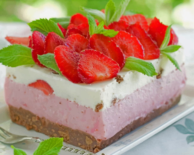 Cheesecake With Strawberries Food Painting By Numberss.png