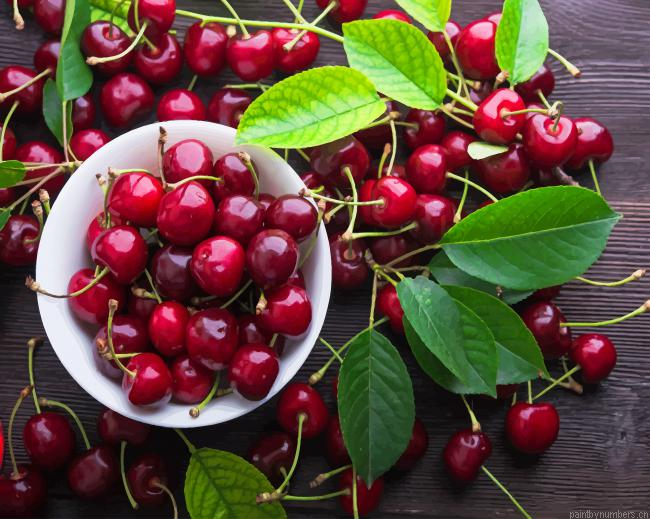 Cherries Fruit Food Painting By Numberss.png