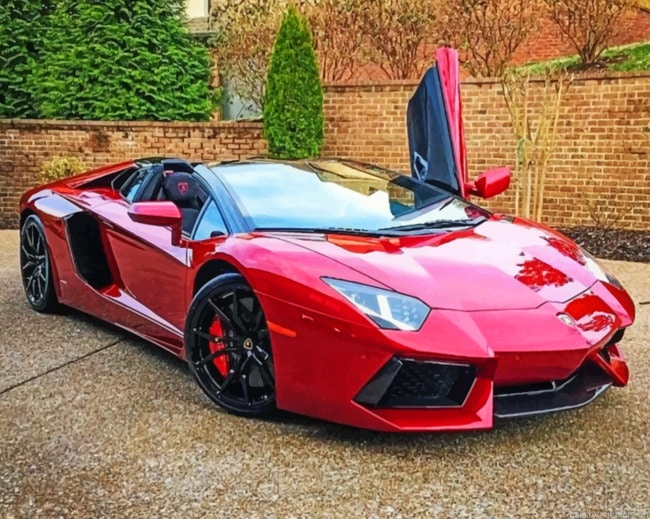 Cherry Red Lamborghini Cars Painting By Numberss.png