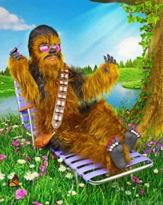 Chewbacca Enjoying His Time Painting By Numbers.png