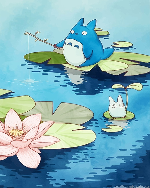 Chibi Totoro Fishing Animations Painting By Numberss.png