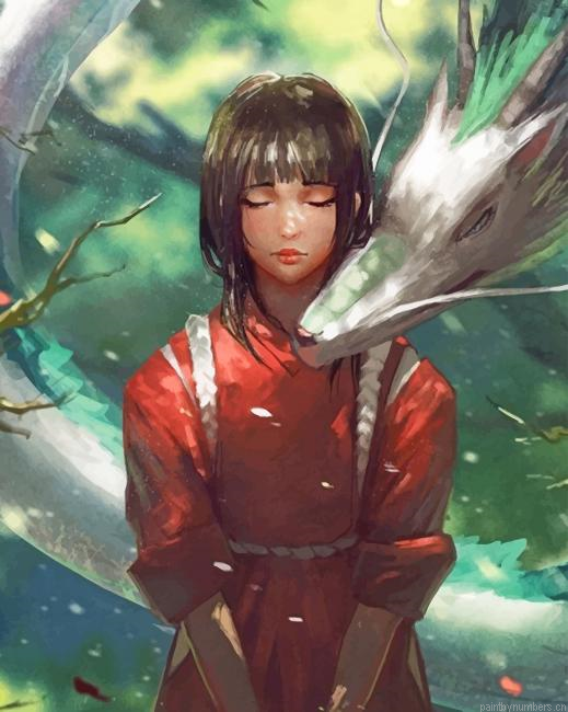 Chihiro And Dragon Art Spirited Away Painting By Numberss.png