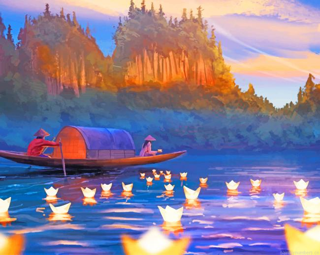 Chinese Couple On Boat Painting By Numberss.png