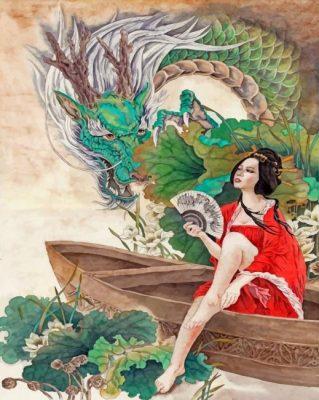 Chinese Woman And Dragon Painting By Numbers.png