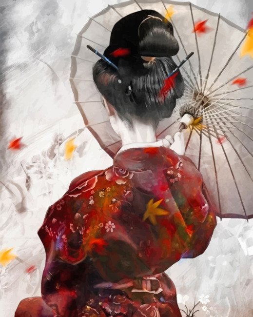 Chinese Woman Holding Umbrella Painting By Numberss.png