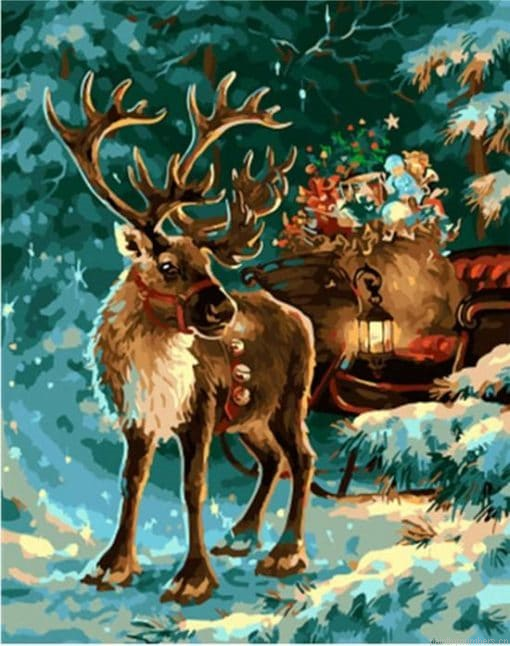 Christmas Elk Animals Painting By Numbers.png