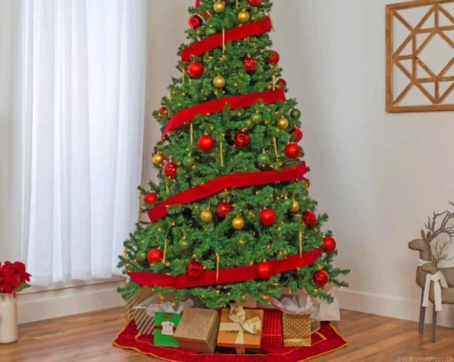Christmas Tree And Gifts New Year Painting By Numberss.png