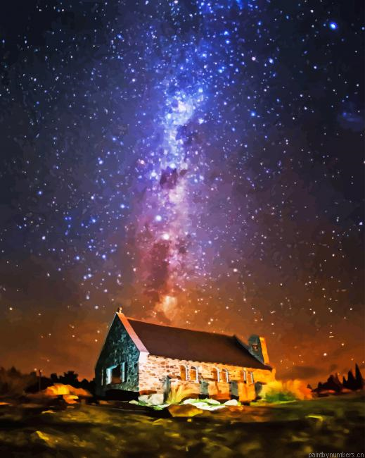 Church Of Good Shepherd Night Painting By Numbers.png