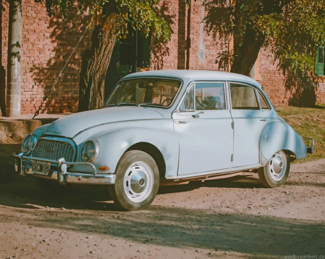 Classic Blue Sedan Cars Painting By Numberss.png